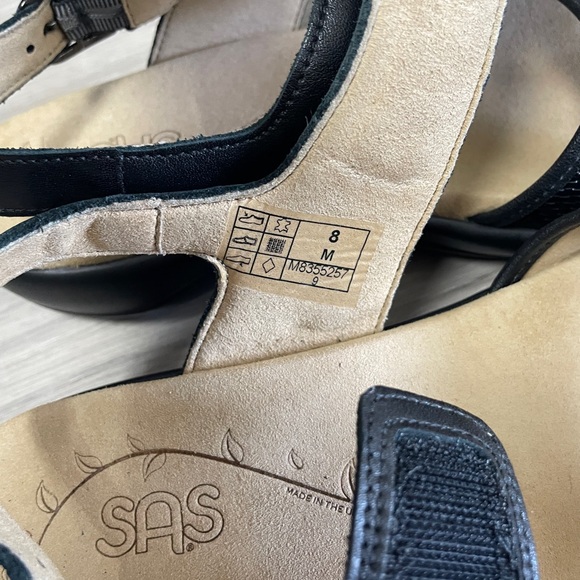 SAS Lisette Ankle Heel Strap Leather Comfort Sandals Black Size 8 - Picture 6 of 8
